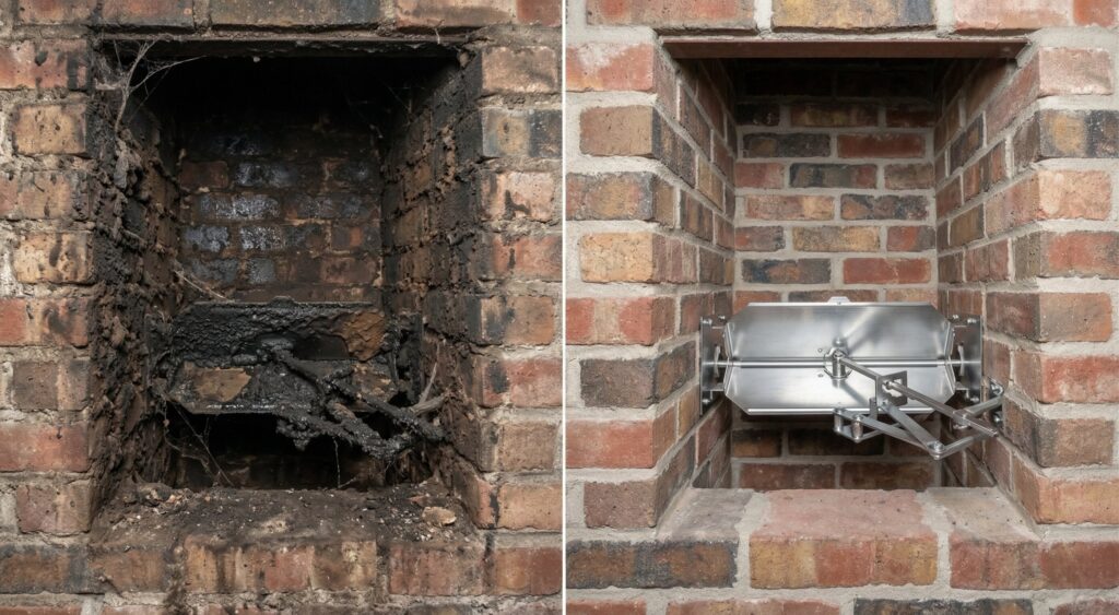Chimney before and after cleaning